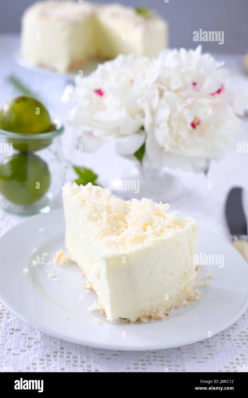 Gelatin cheesecake with coconut flakes Stock Photo Alamy