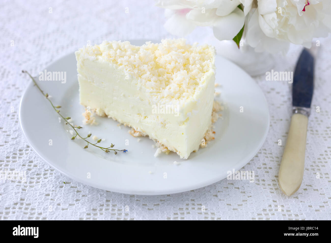 Gelatin cheesecake with coconut flakes Stock Photo Alamy