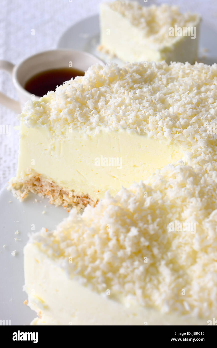 Gelatin cheesecake with coconut flakes Stock Photo Alamy