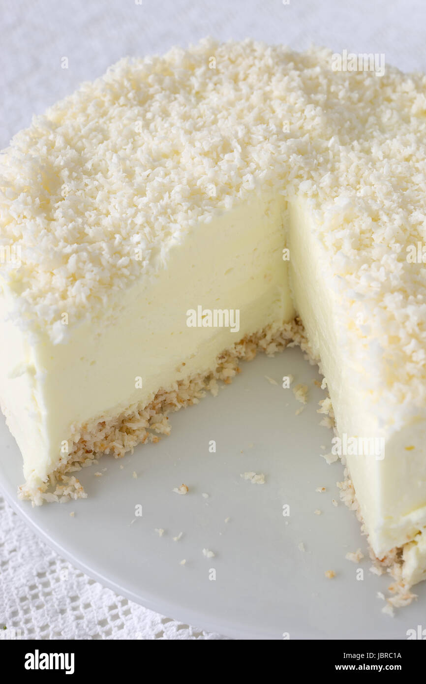Gelatin cheesecake with coconut flakes Stock Photo Alamy