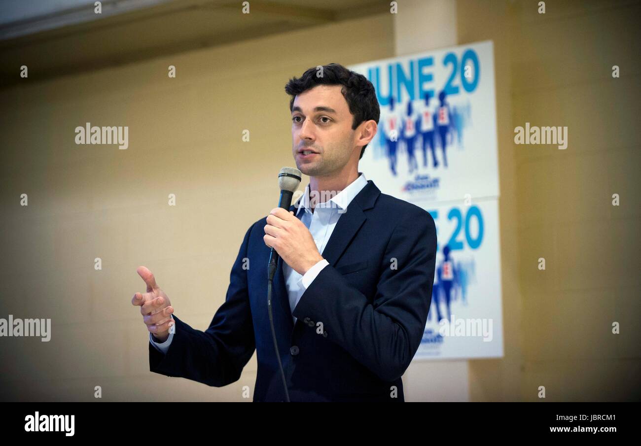 Doraville, Georgia, USA. 11th June, 2017. JON OSSOFF, the Democratic candidate for Congress in Georgia's Sixth District, speaks at a meet & greet at Fellowship Hall, Church of the New Covenant. The special election for the open congressional seat is June 20. Credit: Brian Cahn/ZUMA Wire/Alamy Live News Stock Photo