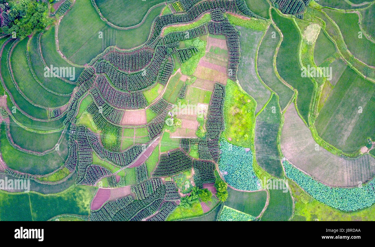 Huaying, Huaying, China. 12th June, 2017. Huaying.Aerial photography of ...