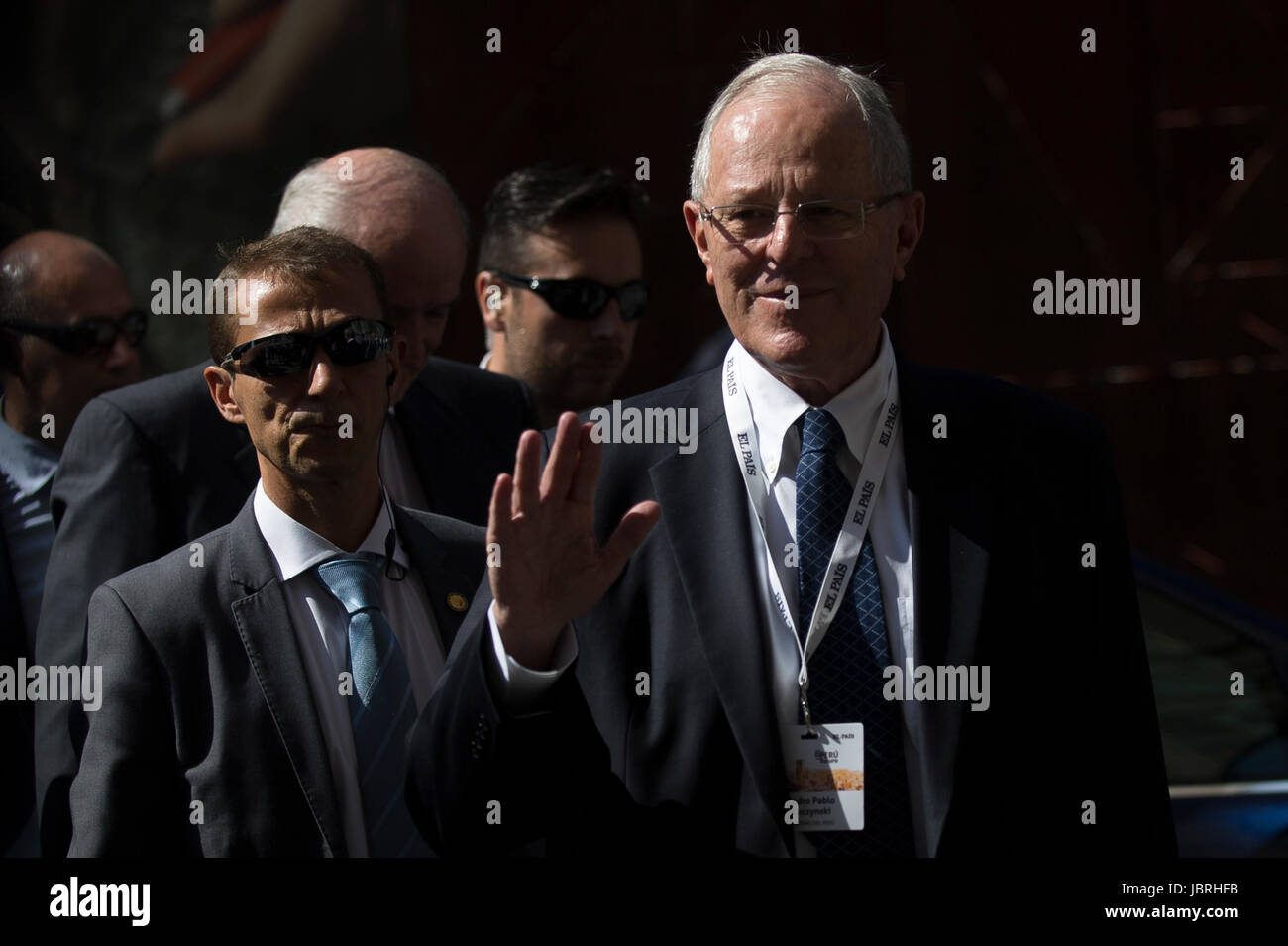 Madrid, Spain. 12th June, 2017. Peru's President Pedro Pablo Kuczynski attends conference 'The future of Peru', in Madrid, on Monday 12, June 2017. Credit: Gtres Información más Comuniación on line,S.L./Alamy Live News Stock Photo