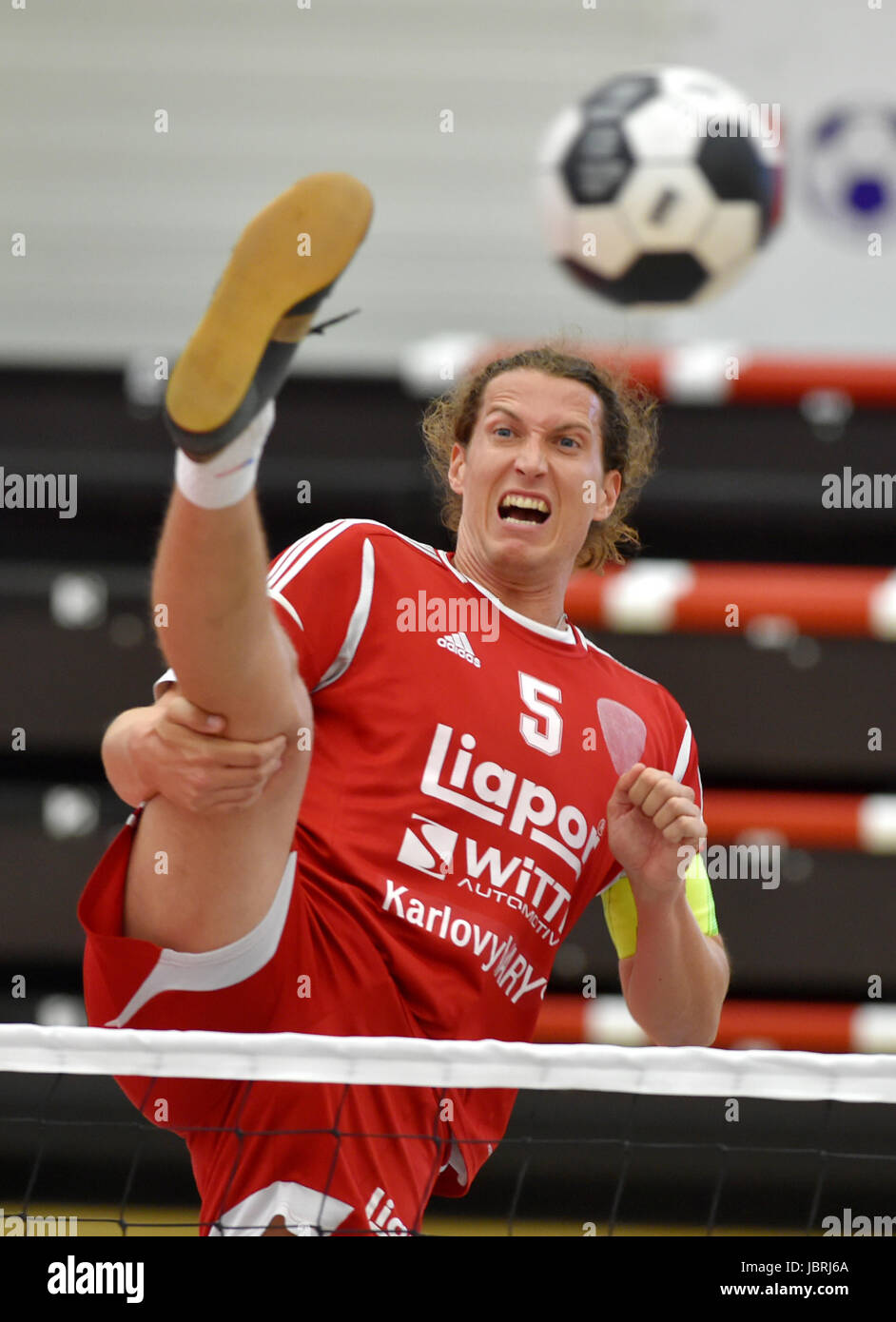 Karlovy Vary, Czech Republic. 10th June, 2017. Jan Vanke, player of Karlovy Vary, in action during the UNIF Club World Cup 2017 match between SK Liapor Witte Karlovy Vary - NO KAC Jednota Kosice in Karlovy Vary, Czech Republic on June 10, 2017. Credit: Slavomir Kubes/CTK Photo/Alamy Live News Stock Photo