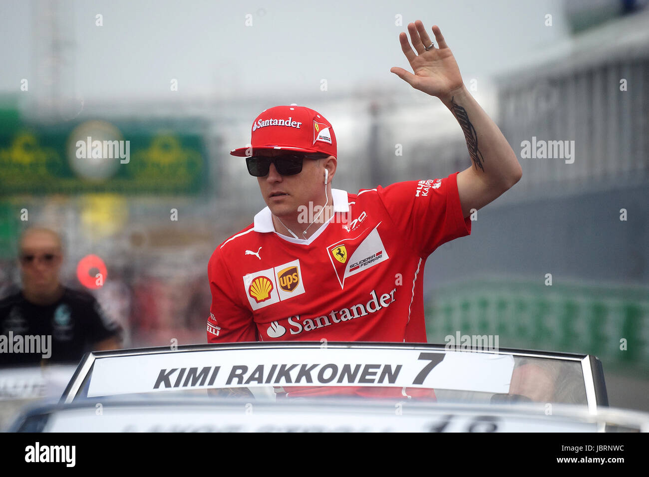 Montreal,Canada,11 June,2017. Formula One driver Kimi Raikkonen in the drivers parade at the 2017 Montreal Grand Prix .Credit: Mario Beauregard/Alamy Live News Stock Photo
