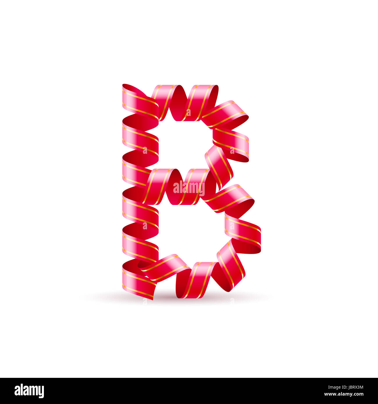 Letter B made of red curled shiny ribbon Stock Photo - Alamy
