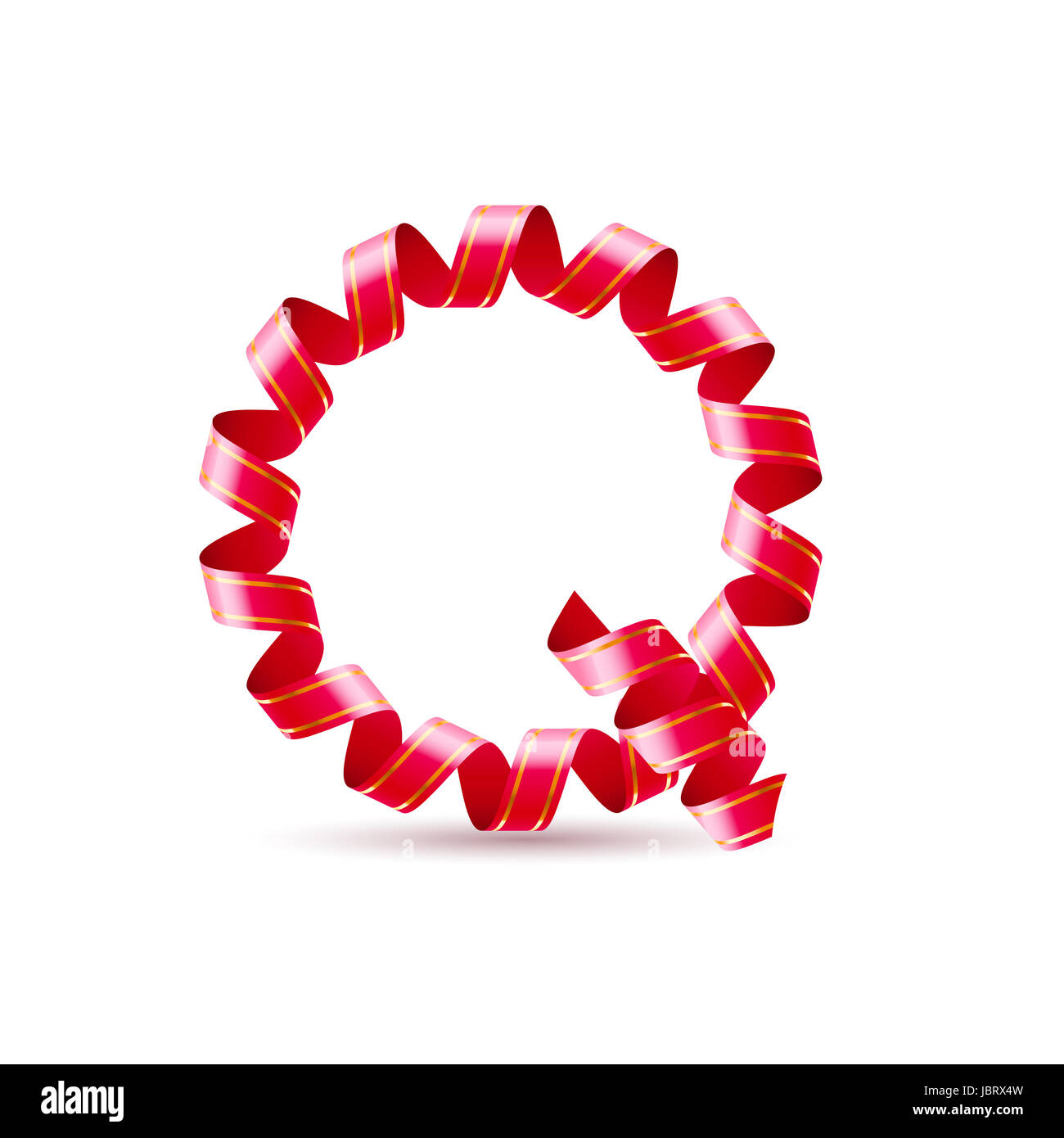 Letter Q made of red curled shiny ribbon Stock Photo