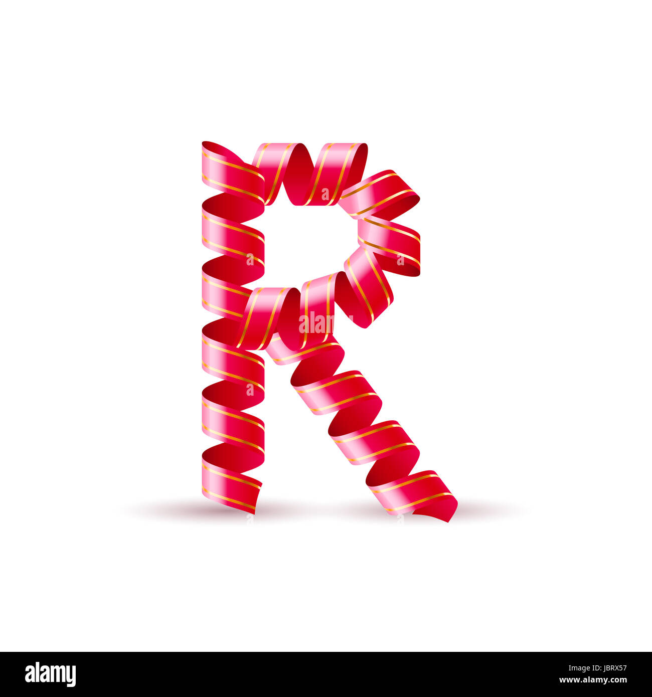 Letter R made of red curled shiny ribbon Stock Photo - Alamy