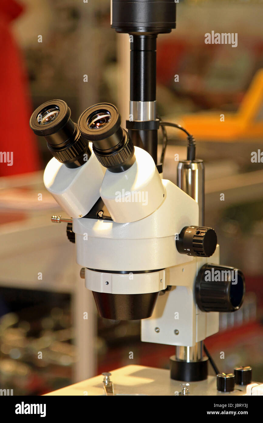 Optical microscope with camera in laboratory Stock Photo Alamy