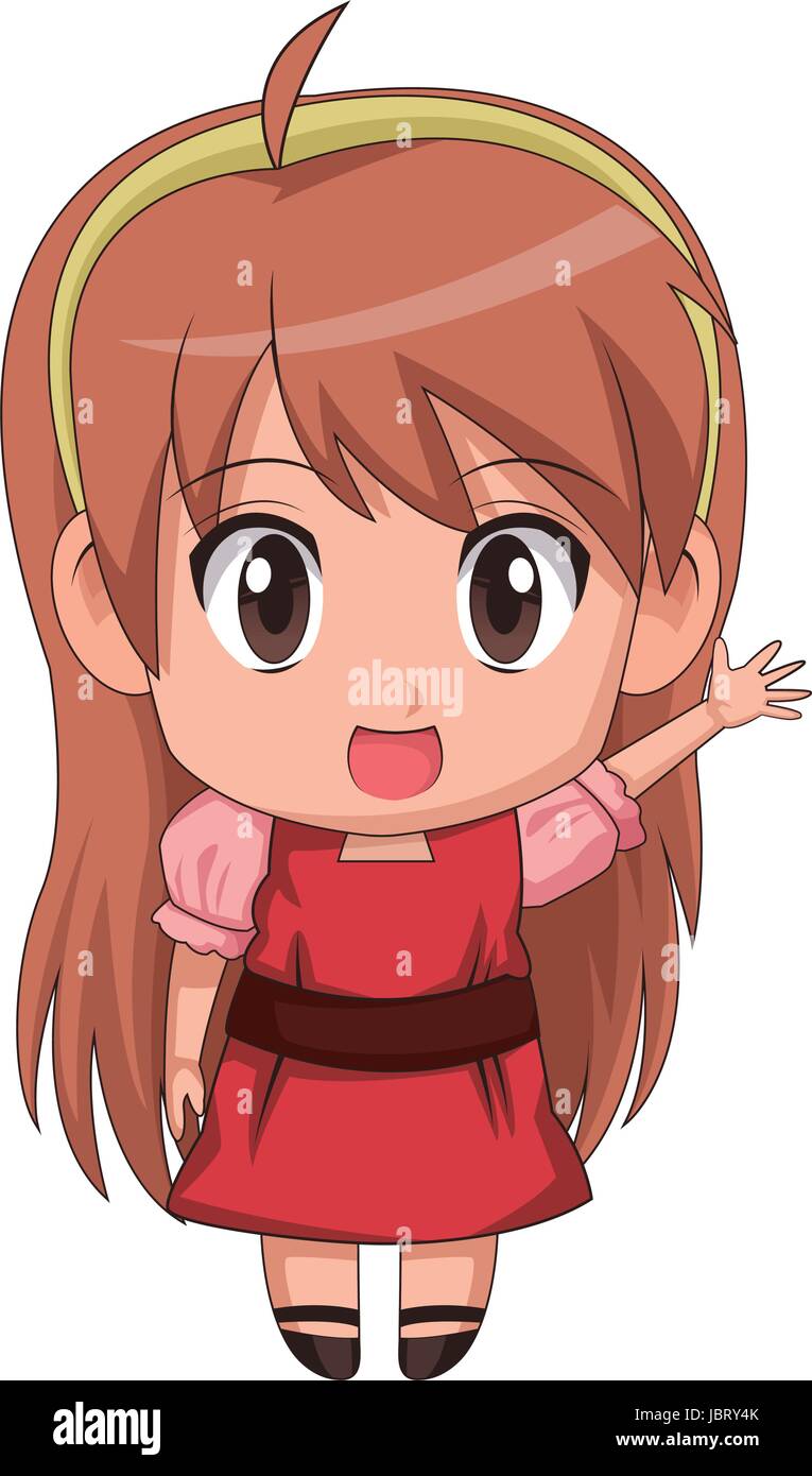 cute anime chibi little girl cartoon style Stock Vector