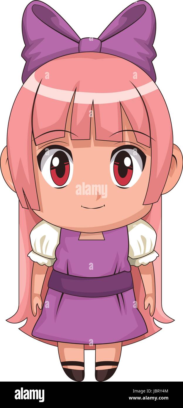 cute anime chibi little girl cartoon style Stock Vector Image & Art - Alamy