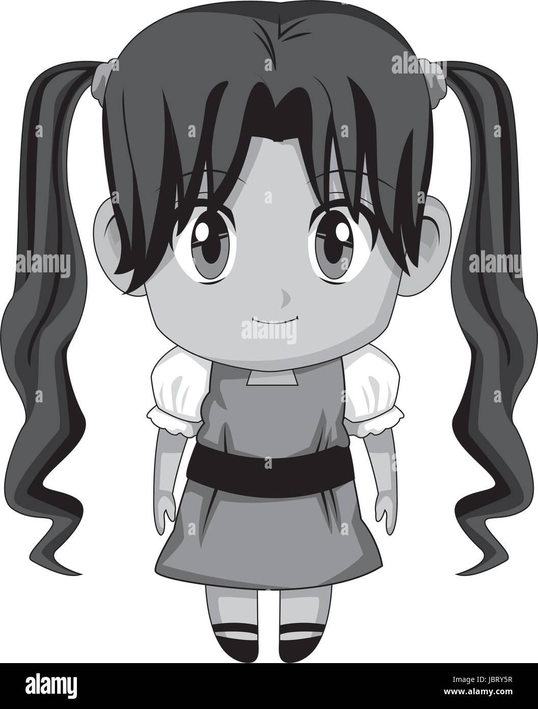 cute anime chibi little girl cartoon style Stock Vector