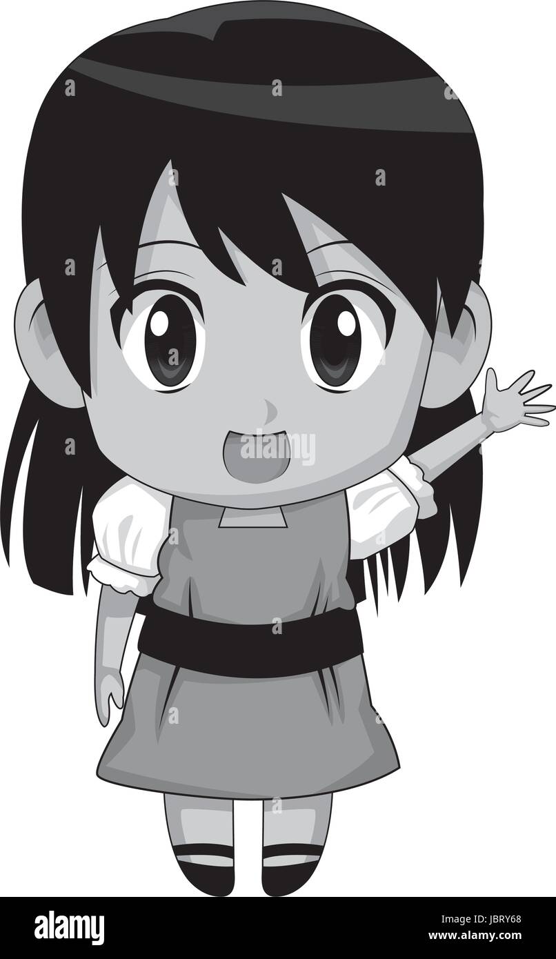 cute anime chibi little girl cartoon style Stock Vector Image & Art - Alamy