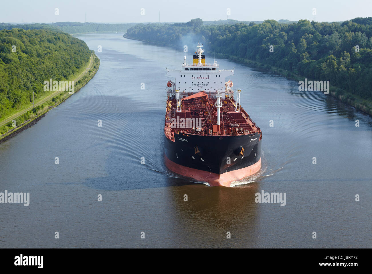The tanker Zagaro at the Kiel Canal near Beldorf (Schleswig-Holstein, Germany) on June 8, 2014. Stock Photo