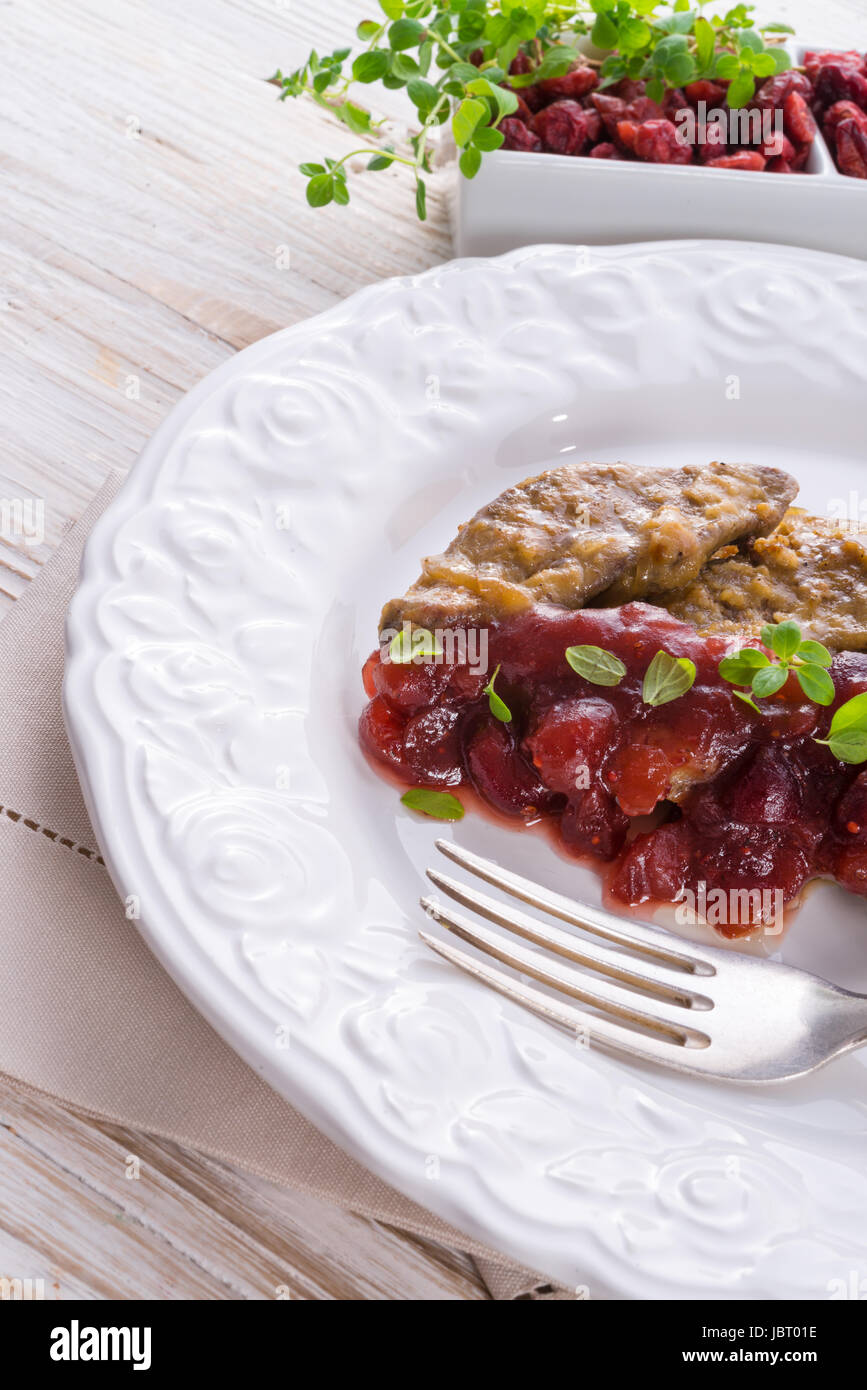 Liver with Cranberries Stock Photo Alamy
