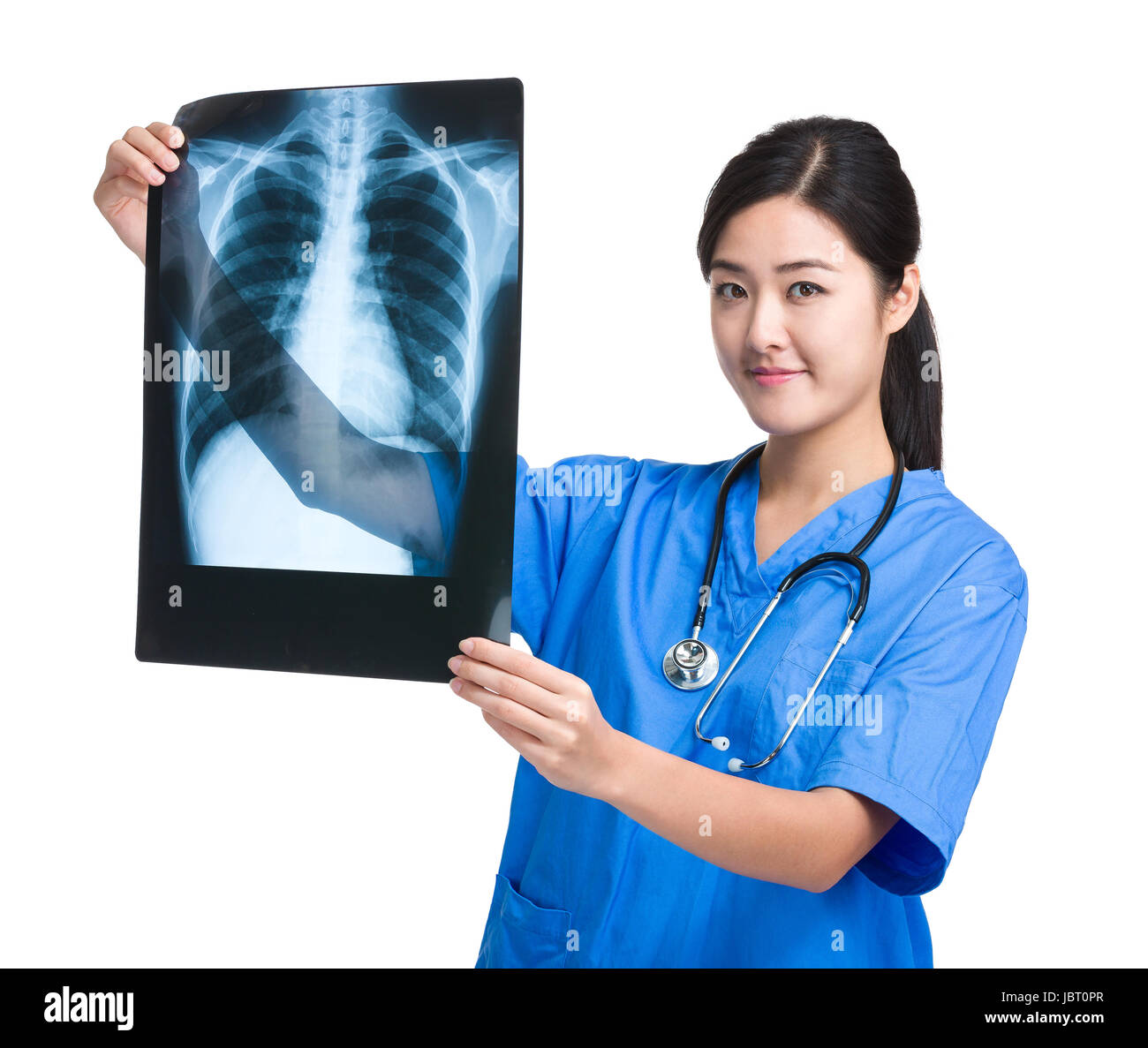 Female doctor look at chest Xray Stock Photo Alamy