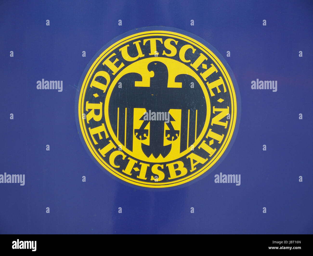 LEIPZIG, GERMANY - JUNE 12, 2014: Deutsche Reichsbahn German rail symbol on historical locomotive Stock Photo