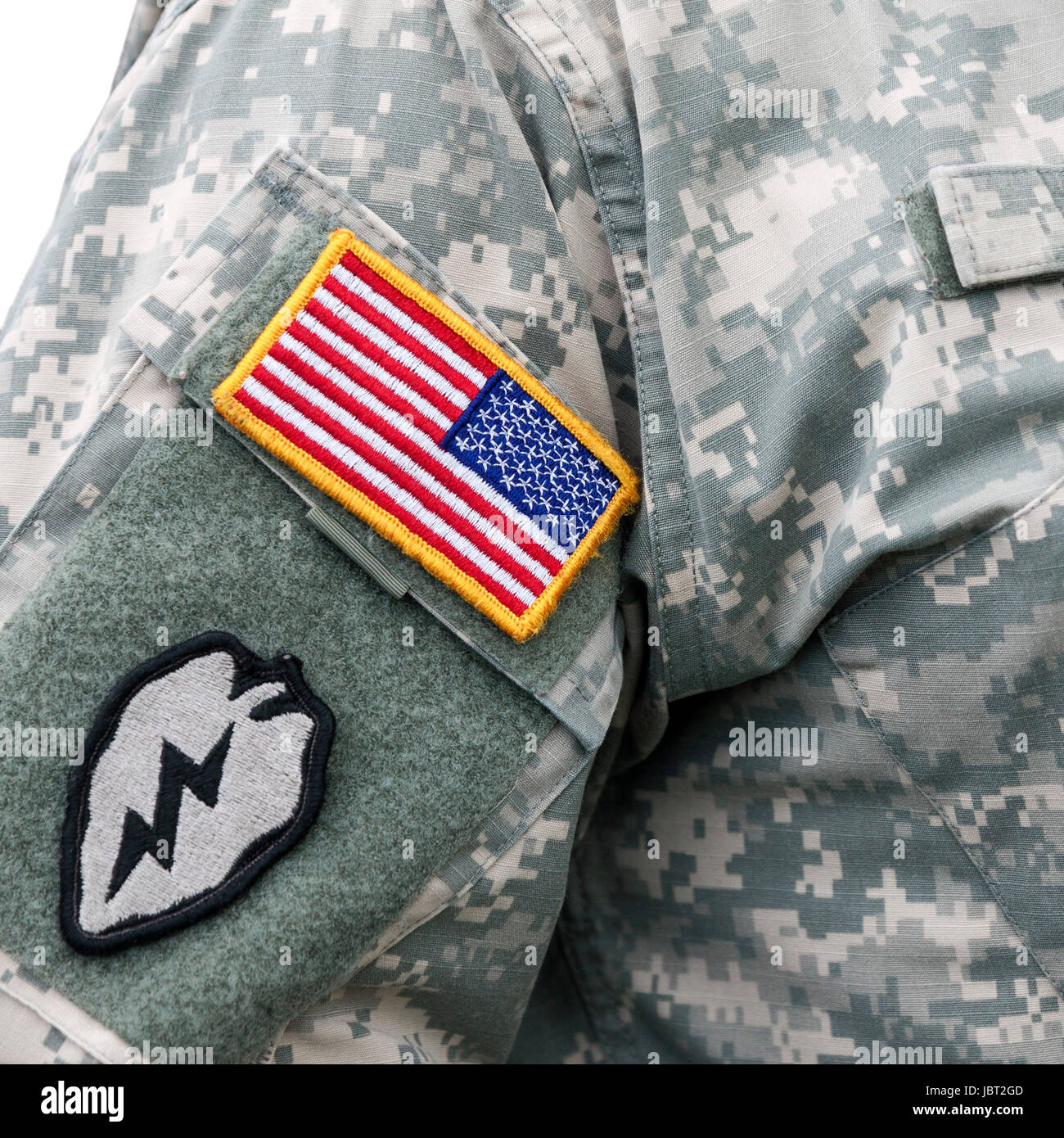 United States flag patch on the sleeve of army uniform Stock Photo - Alamy