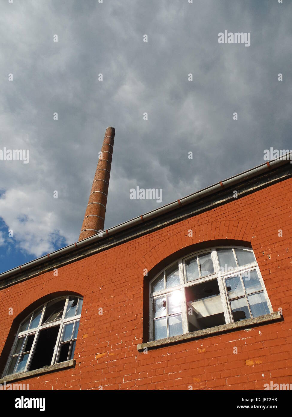 factory ruins with chimney Stock Photo