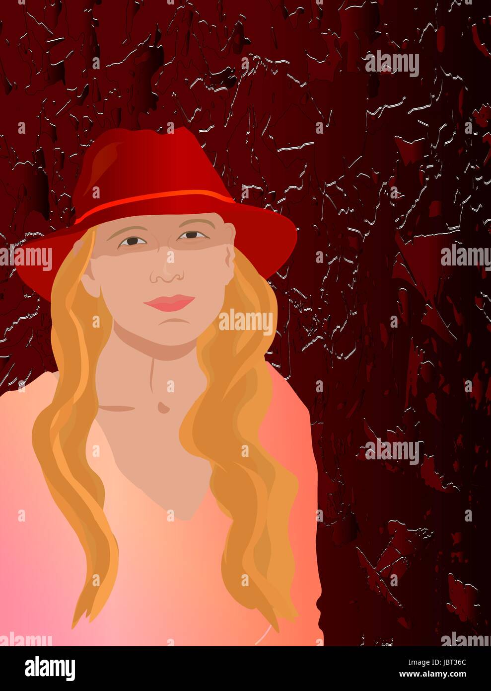Vector illustration with girl in hat Stock Vector