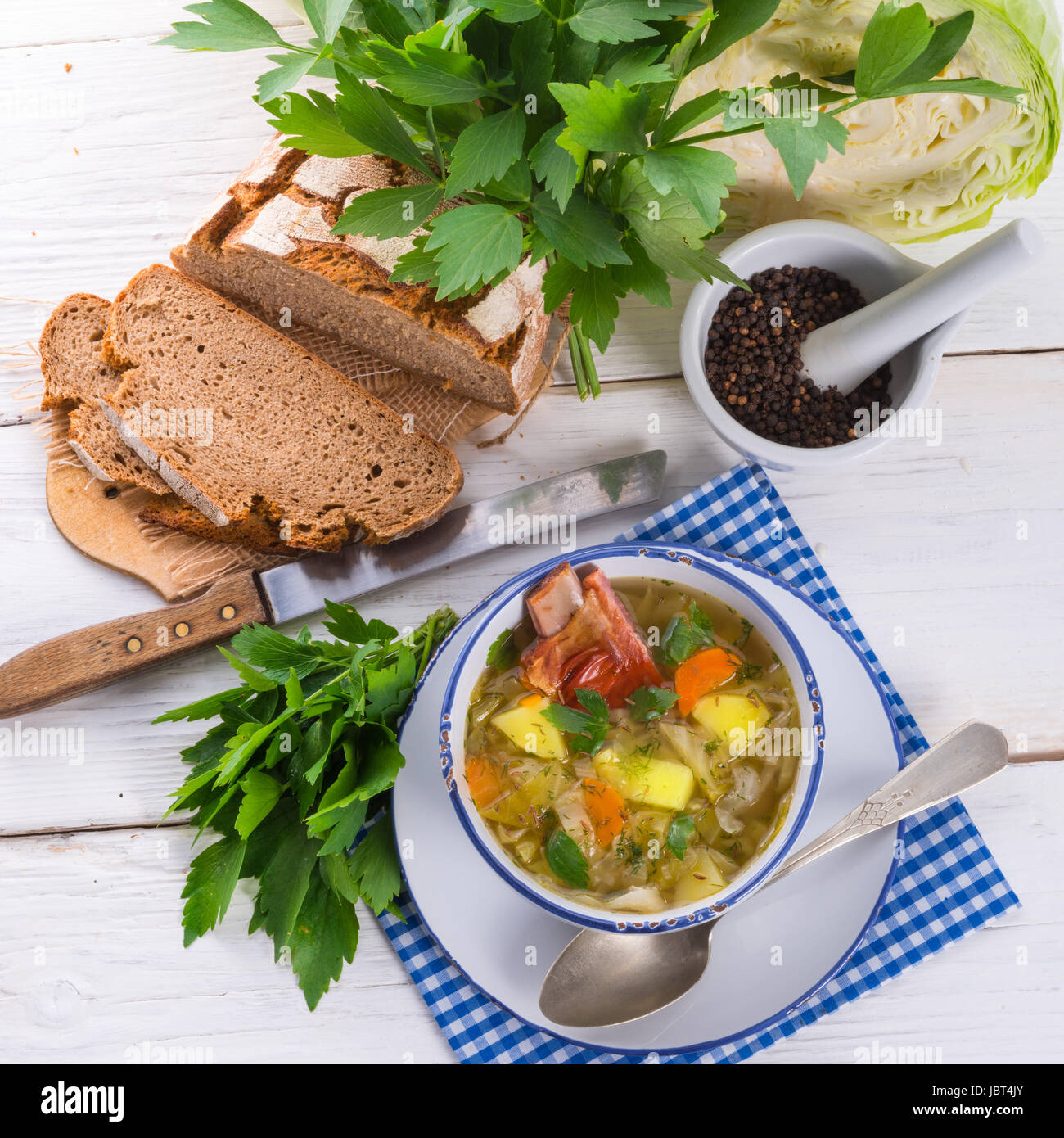 cabbage stew with meat Stock Photo Alamy