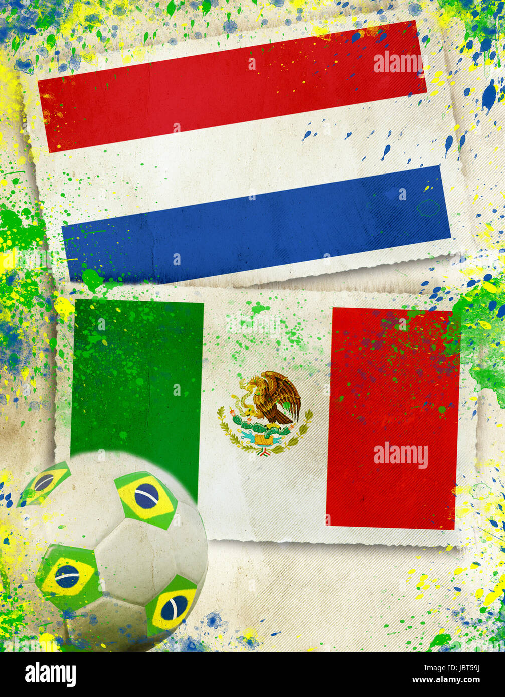 Netherlands vs Mexico soccer ball concept Stock Photo