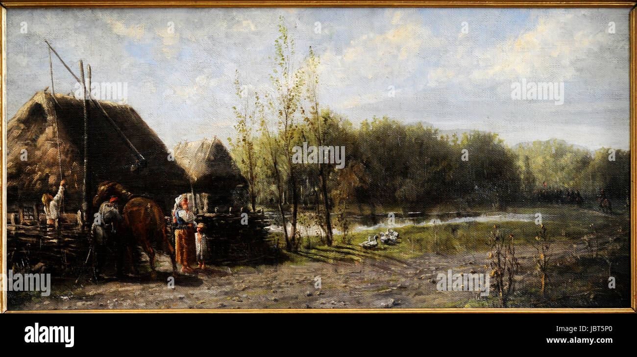 Roman Alekna-Szwoynicki (1845-1915). Lithuanian painter. Rebel Sentry near a Forest. Vilnius Picture Gallery. Lithuania. Stock Photo