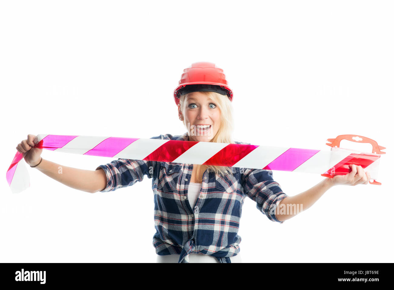 woman with streamer Stock Photo