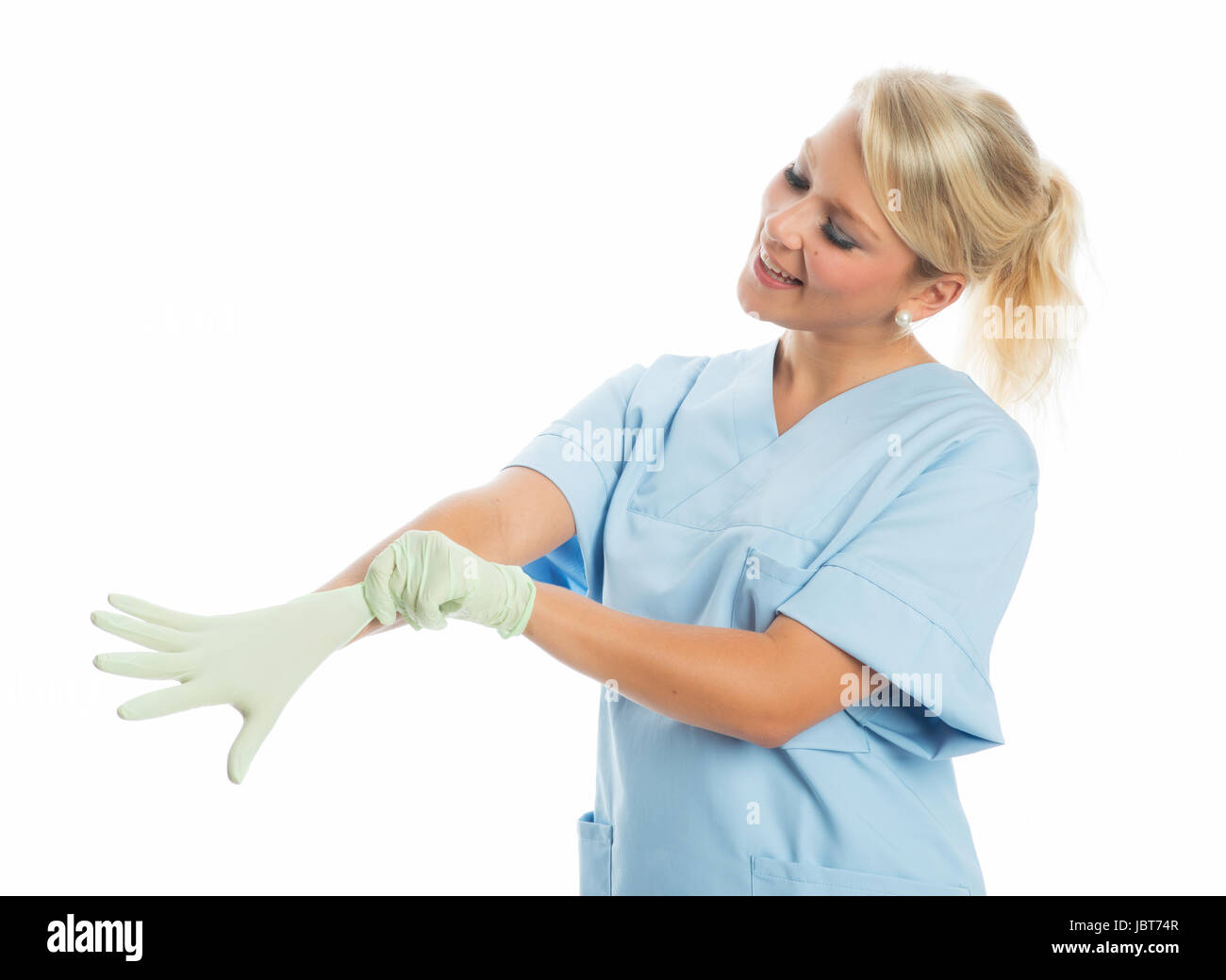 nurse with latex gloves Stock Photo - Alamy