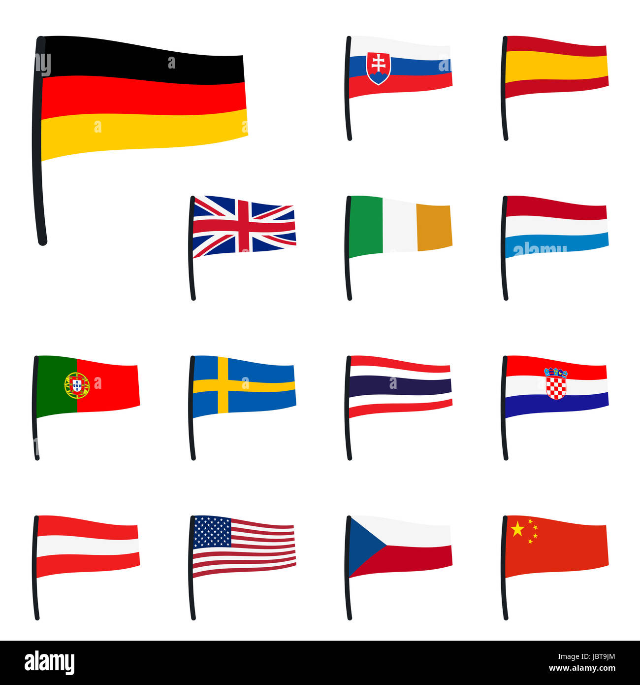 collection of flags germany, eu, usa Stock Photo