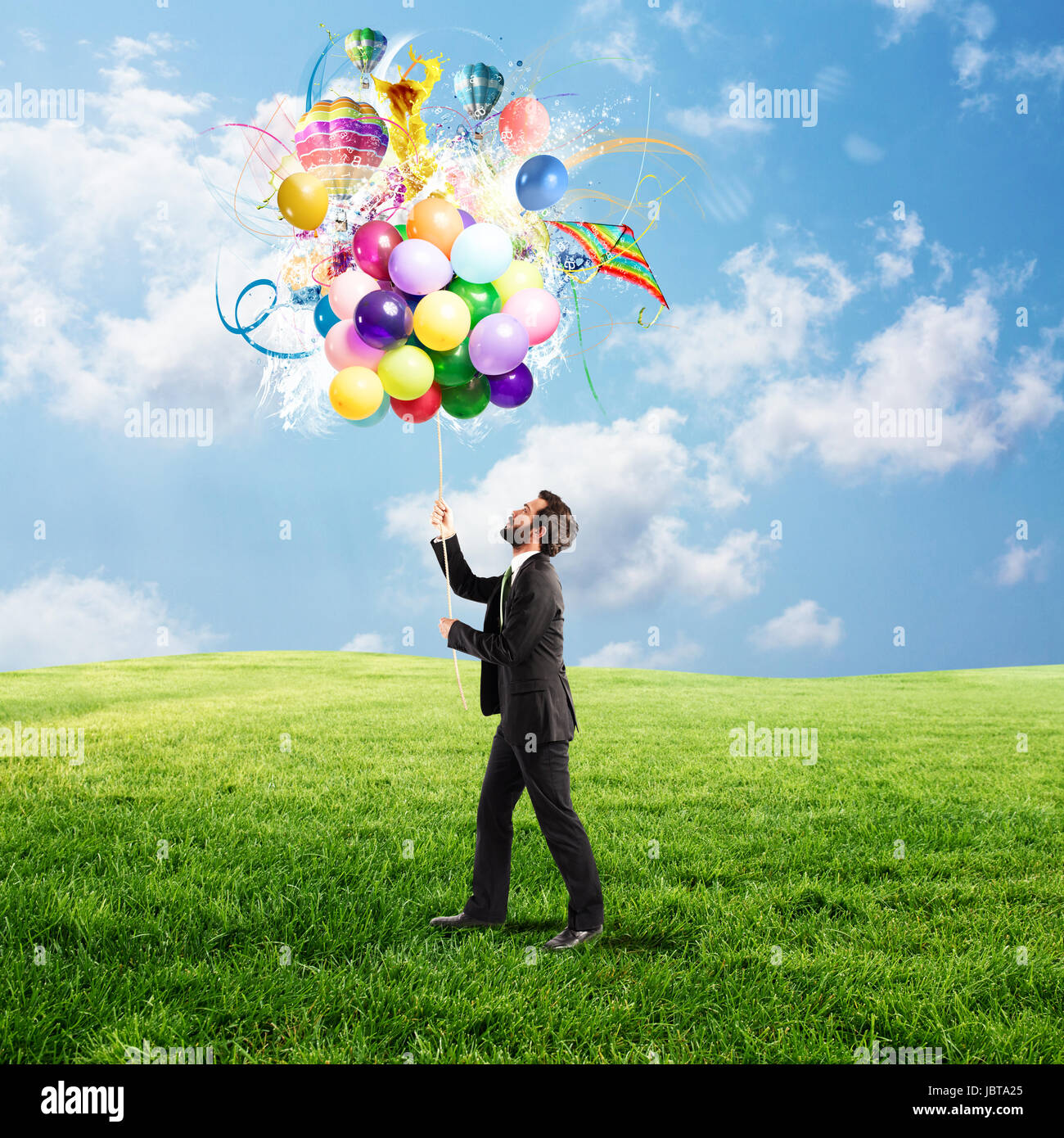 Creative businessman with colorful idea Stock Photo