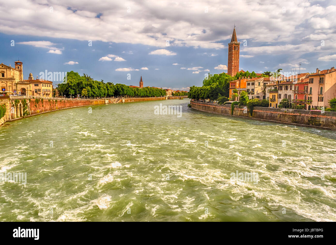 View Over Adige River in central Verona, Italy Stock Photo - Alamy