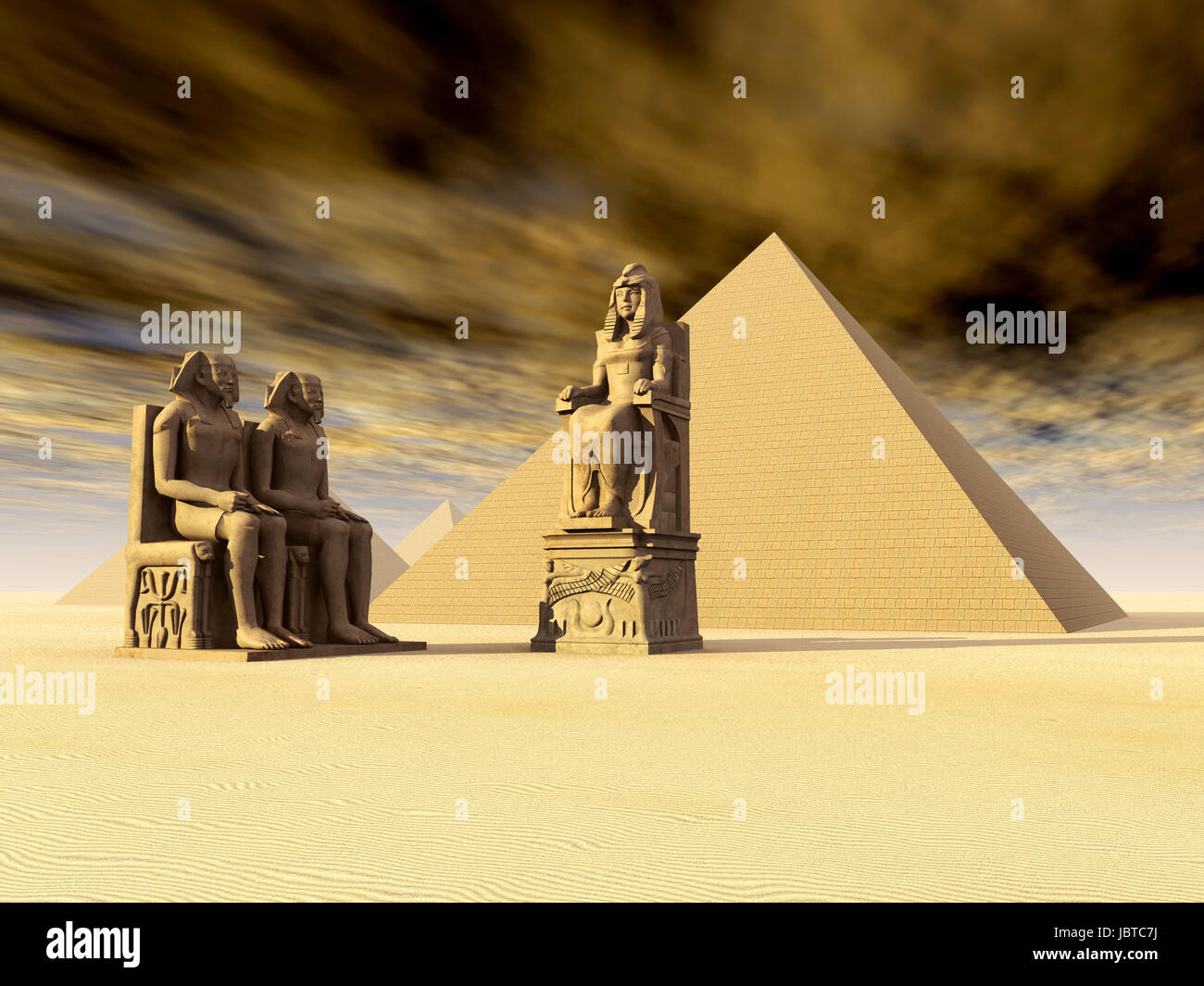 egyptian pyramids and statues Stock Photo Alamy