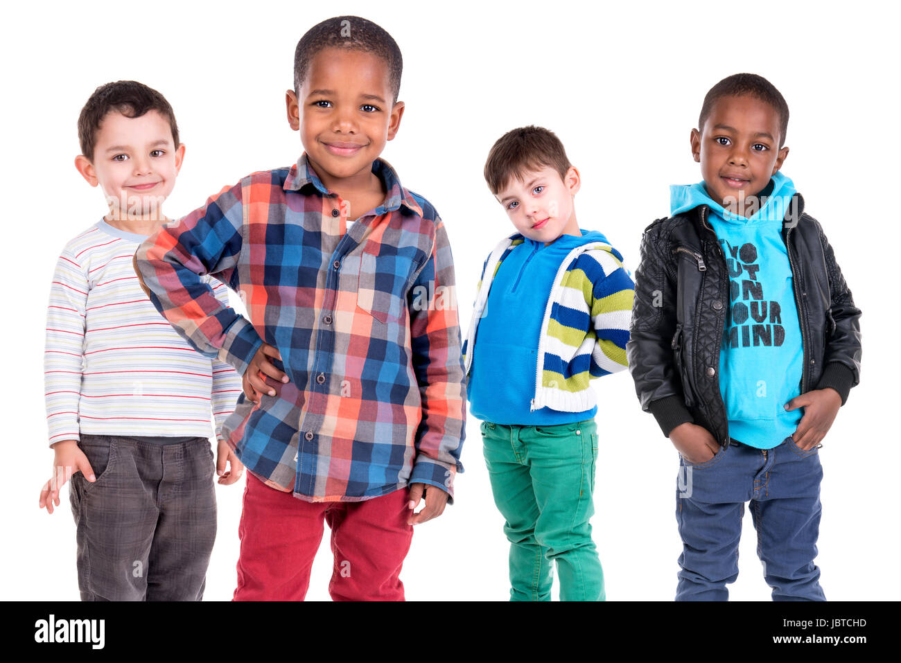 Young boys group isolated in white Stock Photo Alamy