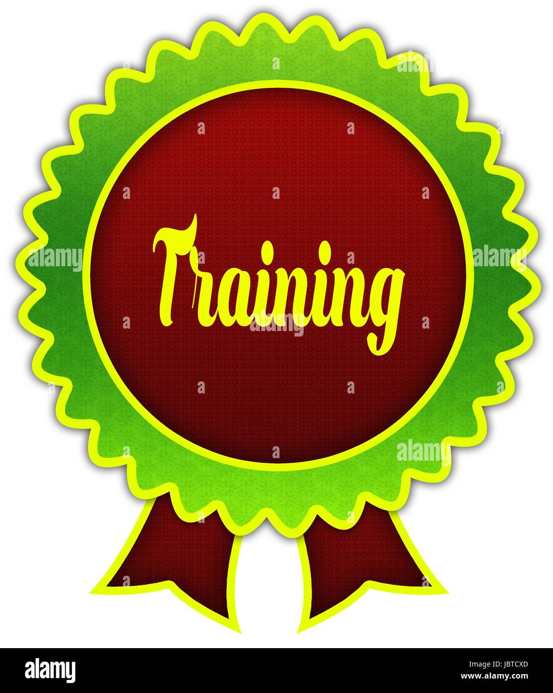In Training Ribbon Examples TRAINING on red and green round ribbon badge. Illustration Stock Photo ...