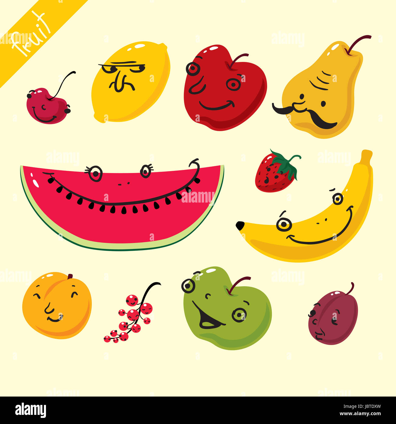Fruits. Vector set of fruits on white Stock Photo - Alamy