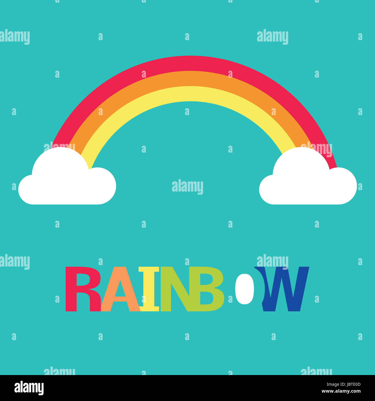 vector symbol of rainbow and clouds in the sky Stock Photo - Alamy