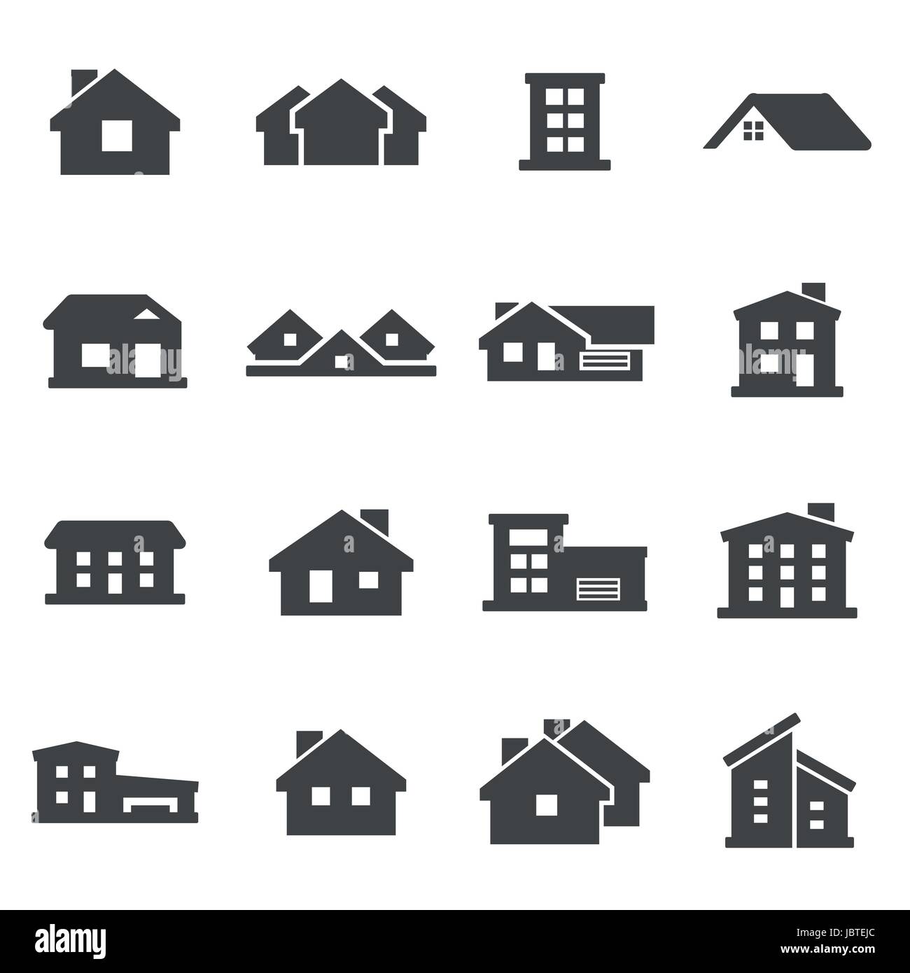 Vector black house icons set on white background Stock Vector Image ...