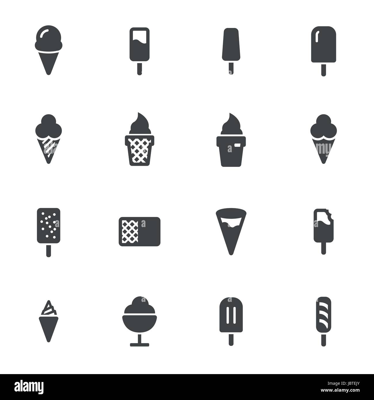 Vector black ice cream icons set on white background Stock Vector Image ...