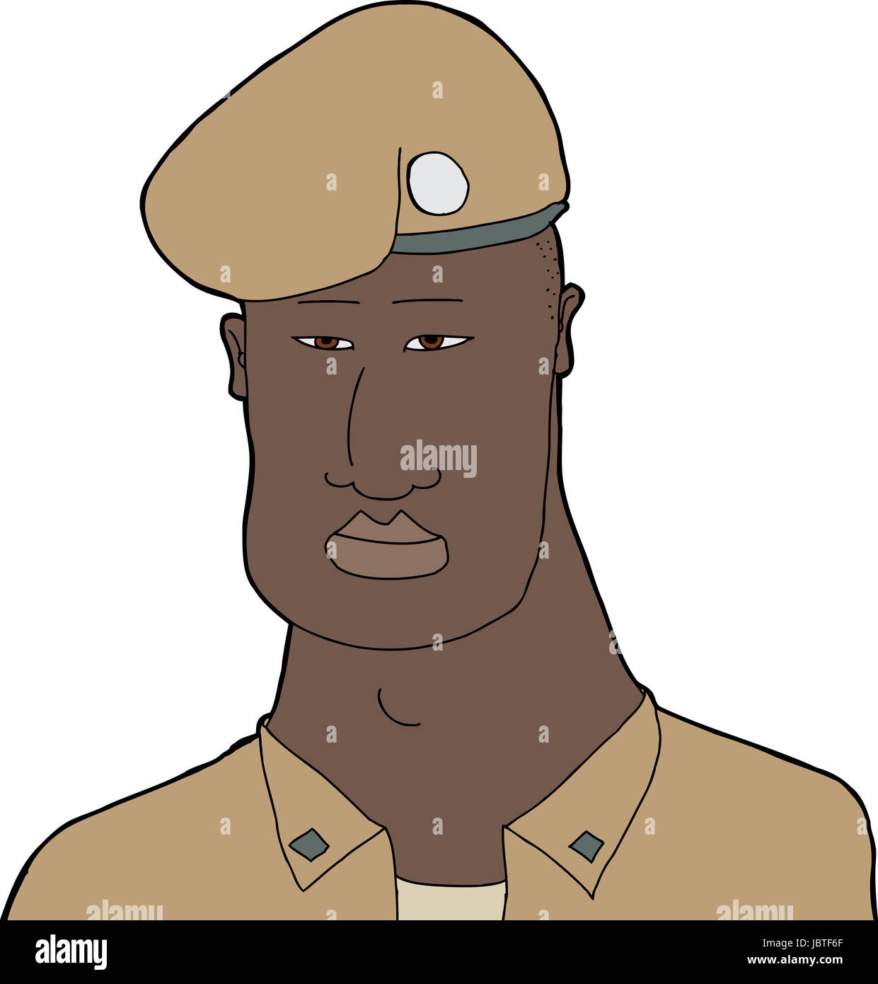 Handsome Black United States Army ranger cartoon Stock Photo