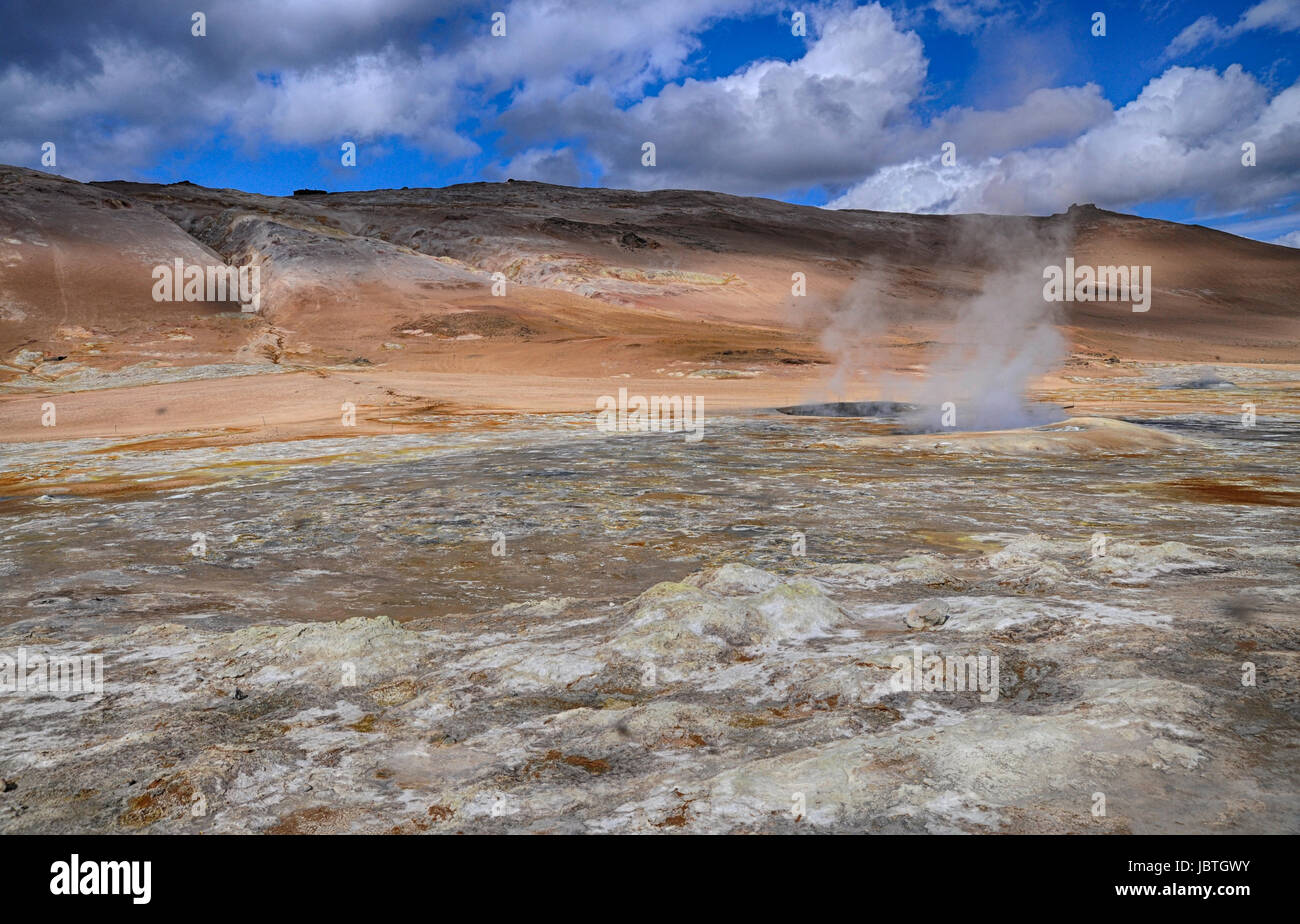 Hot steam at Hverir geothermal area in Iceland Stock Photo - Alamy