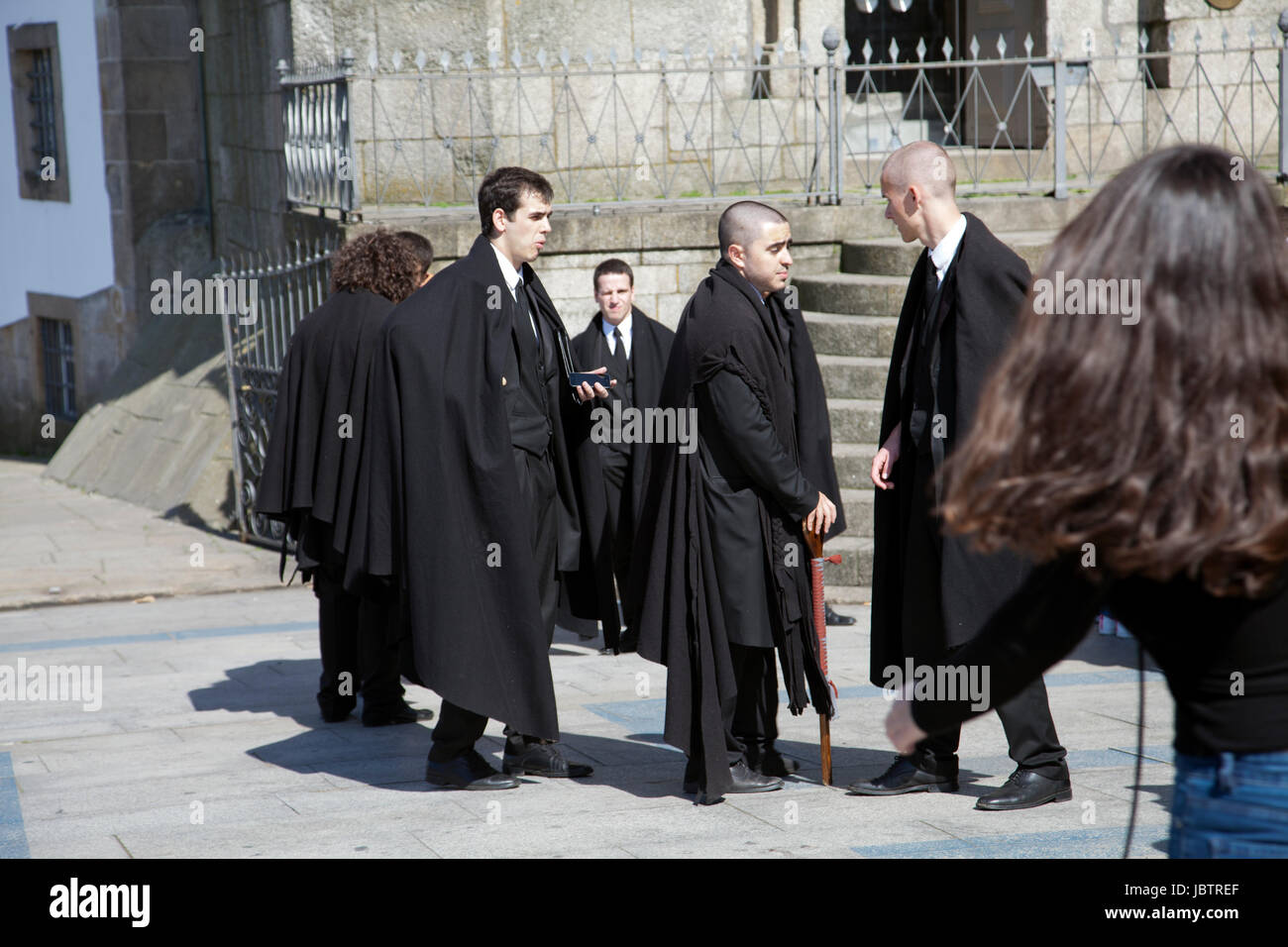 University Students with Black Capes on Rua dos Clerigos in Porto -  Portugal Stock Photo - Alamy