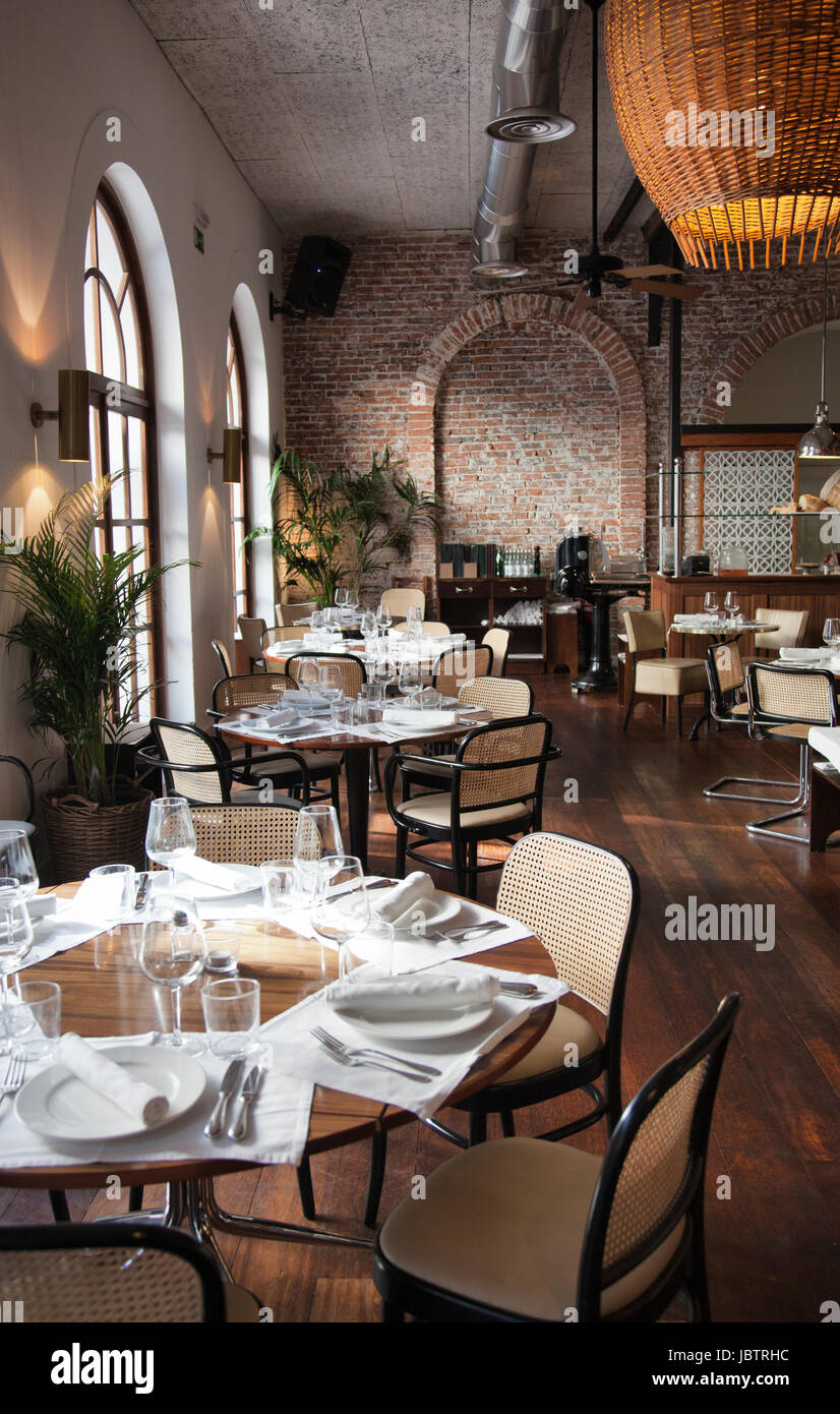 Flow Restaurant Interior Design in Porto - Portugal Stock Photo