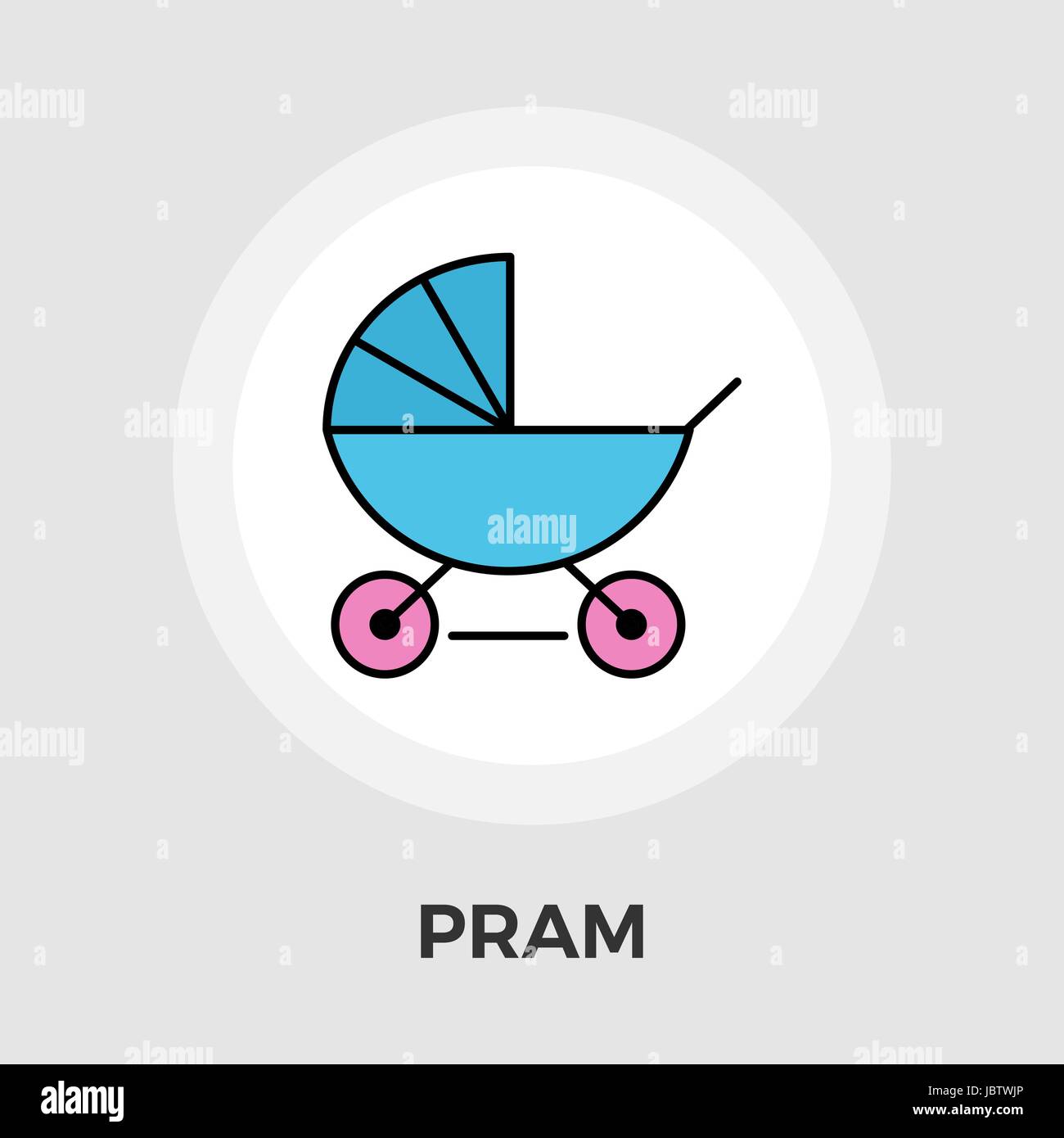 Pram icon vector. Flat icon isolated on the white background. Editable ...