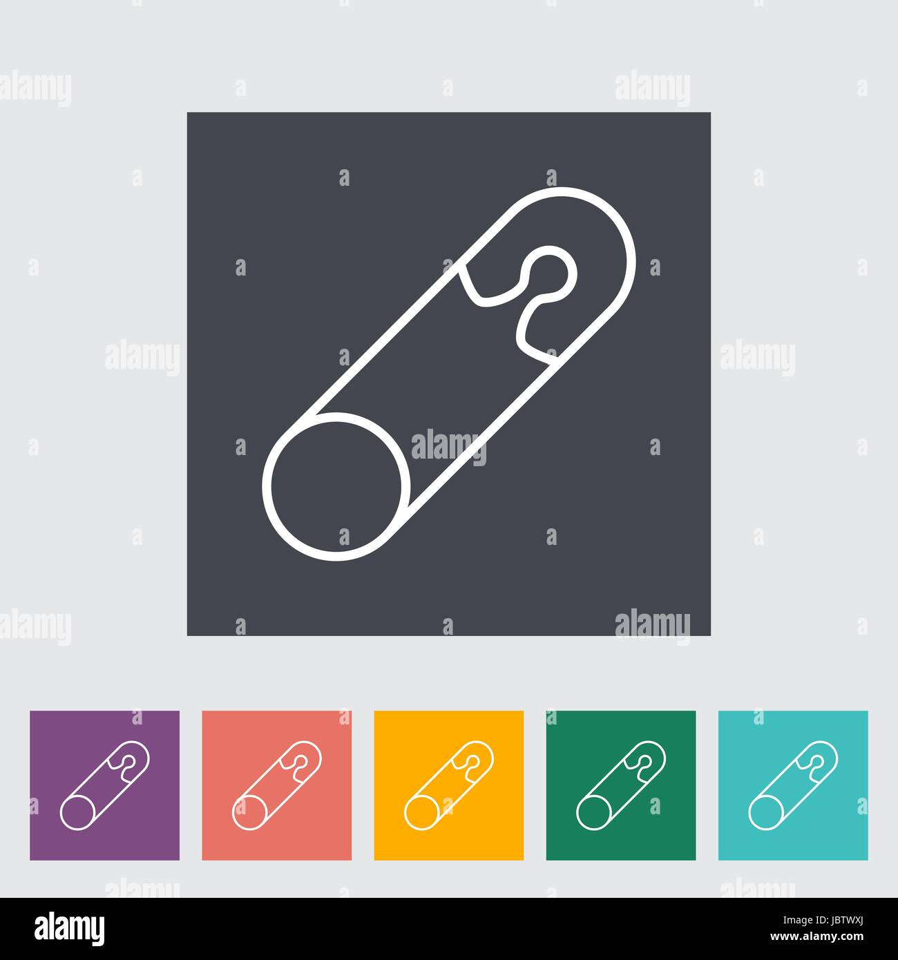 Safety pin thin line flat vector related icon set for web and mobile ...