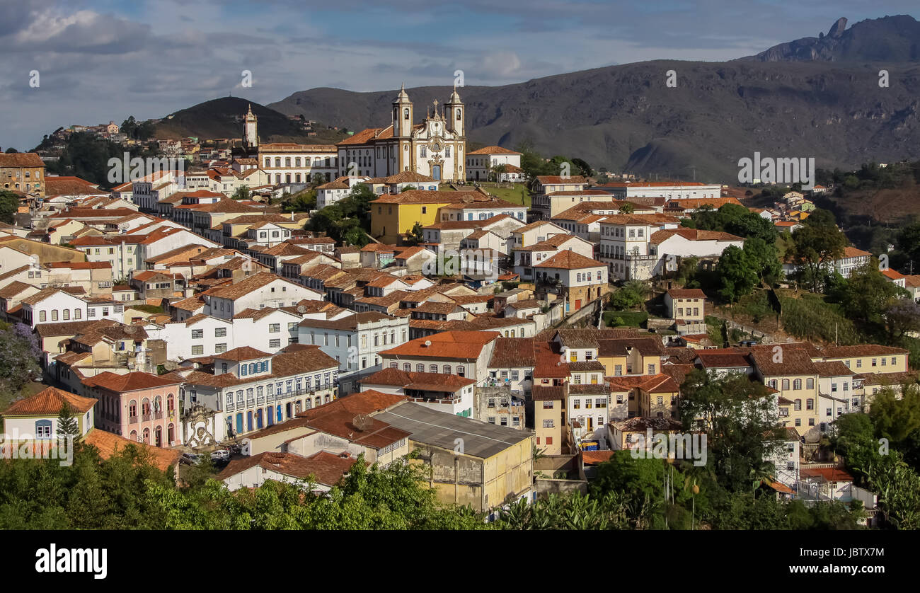 View of historic city Ouro Preto, UNESCO World Heritage Site, Minas Gerais, Brazil Stock Photo