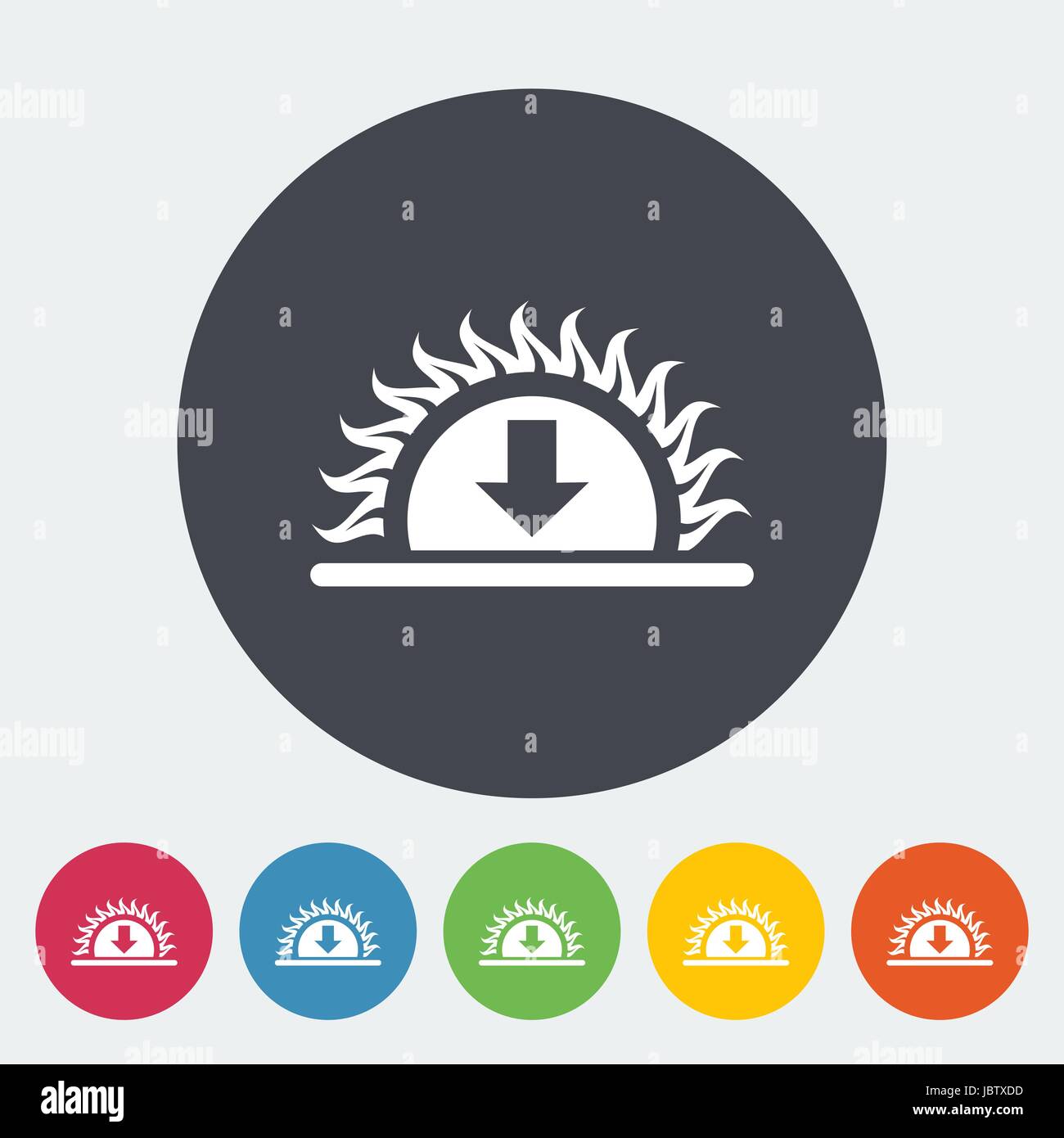 Sunset. Single flat icon on the circle. Vector illustration Stock ...