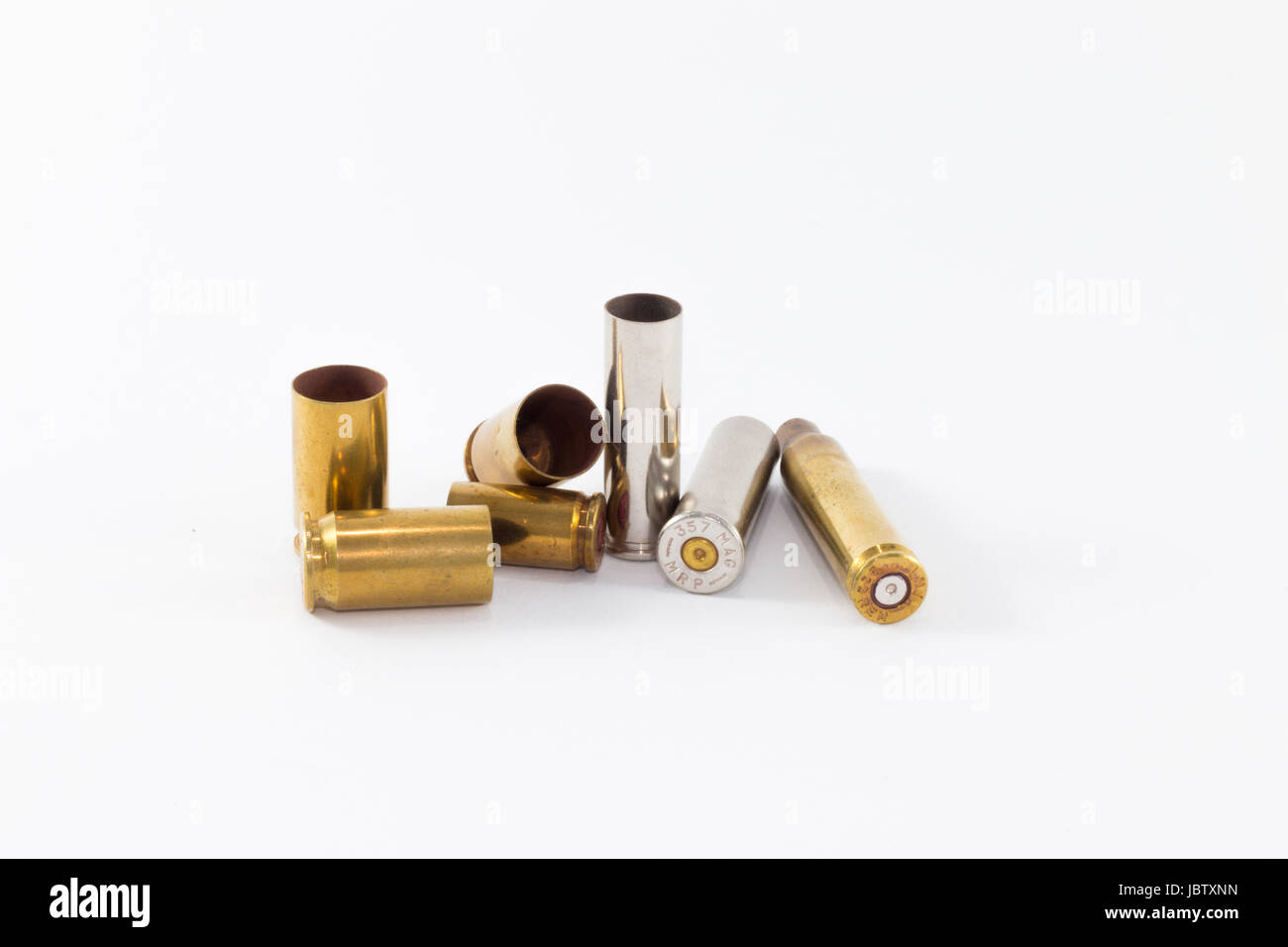 fired cartridge cases,various caliber Stock Photo