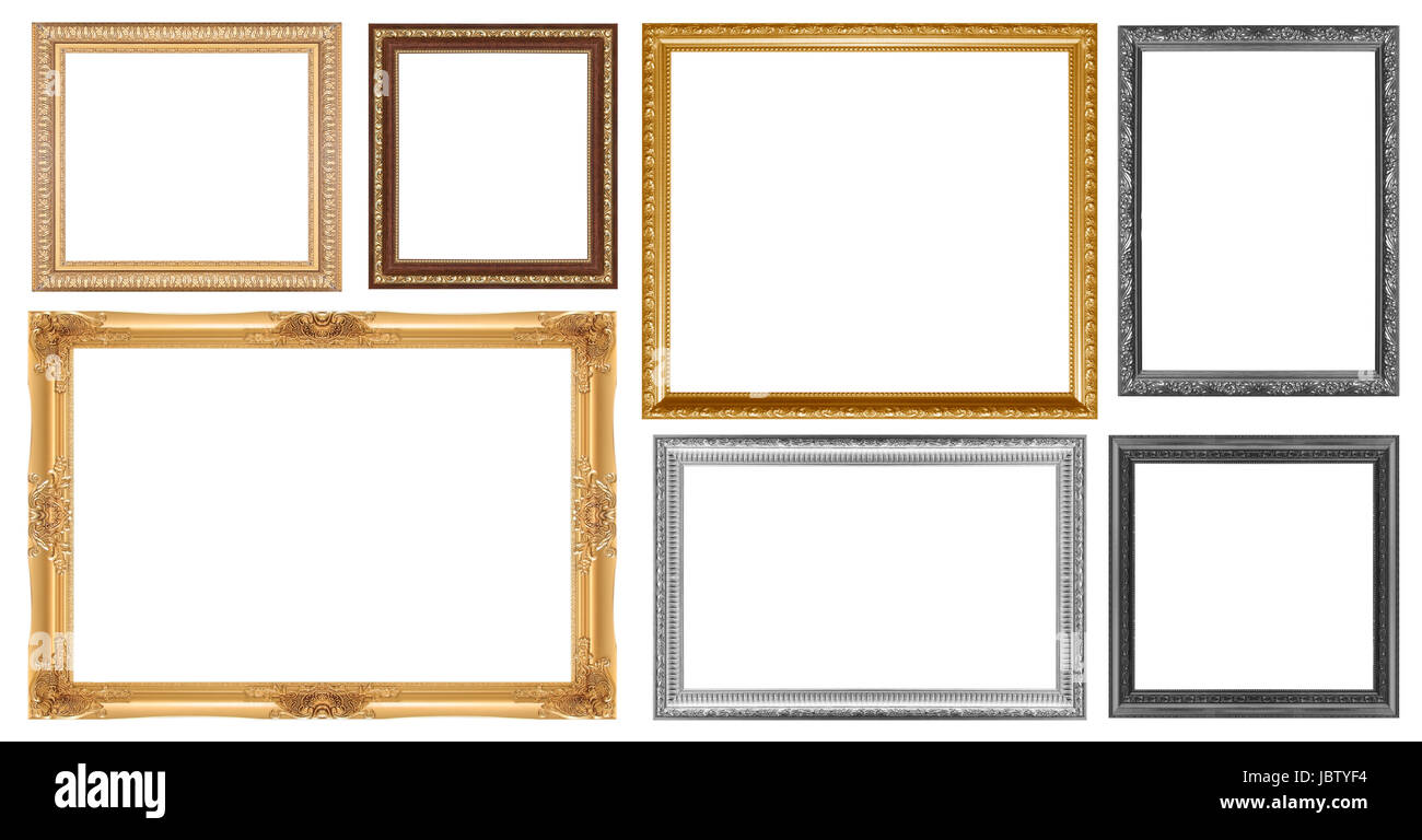 Set of golden vintage frame isolated on white background Stock Photo ...