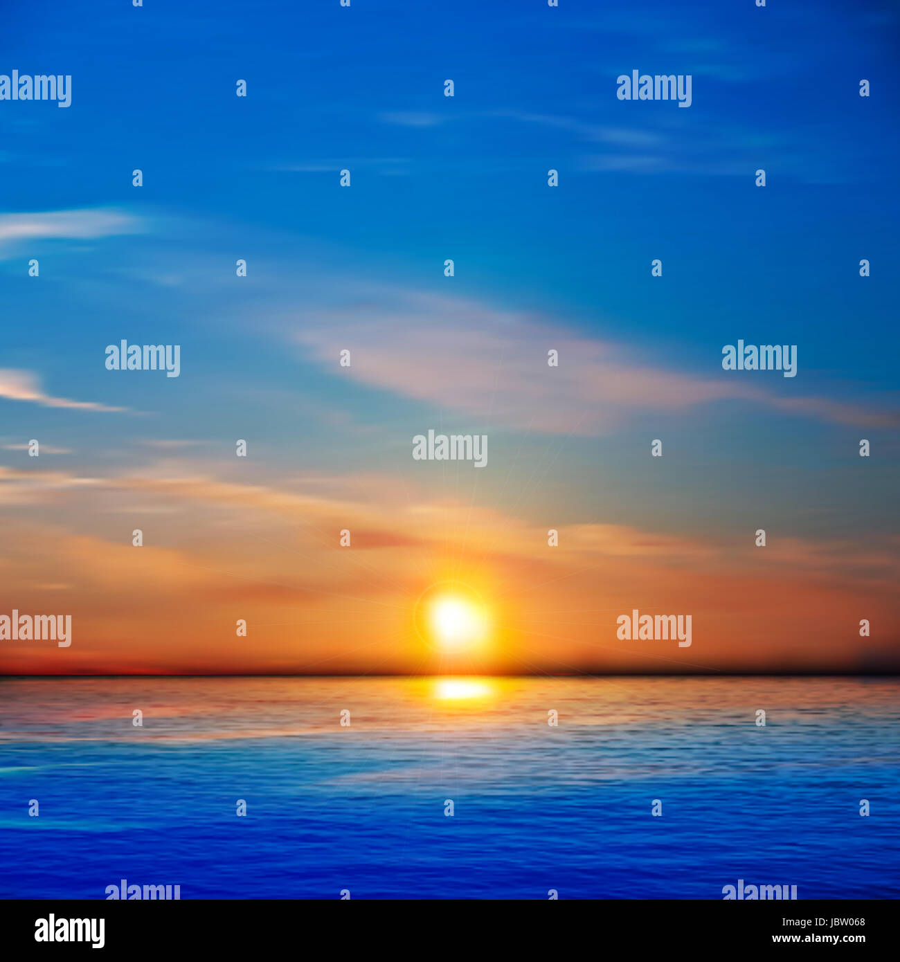 abstract blue nature background with sea sunset and clouds Stock Photo ...